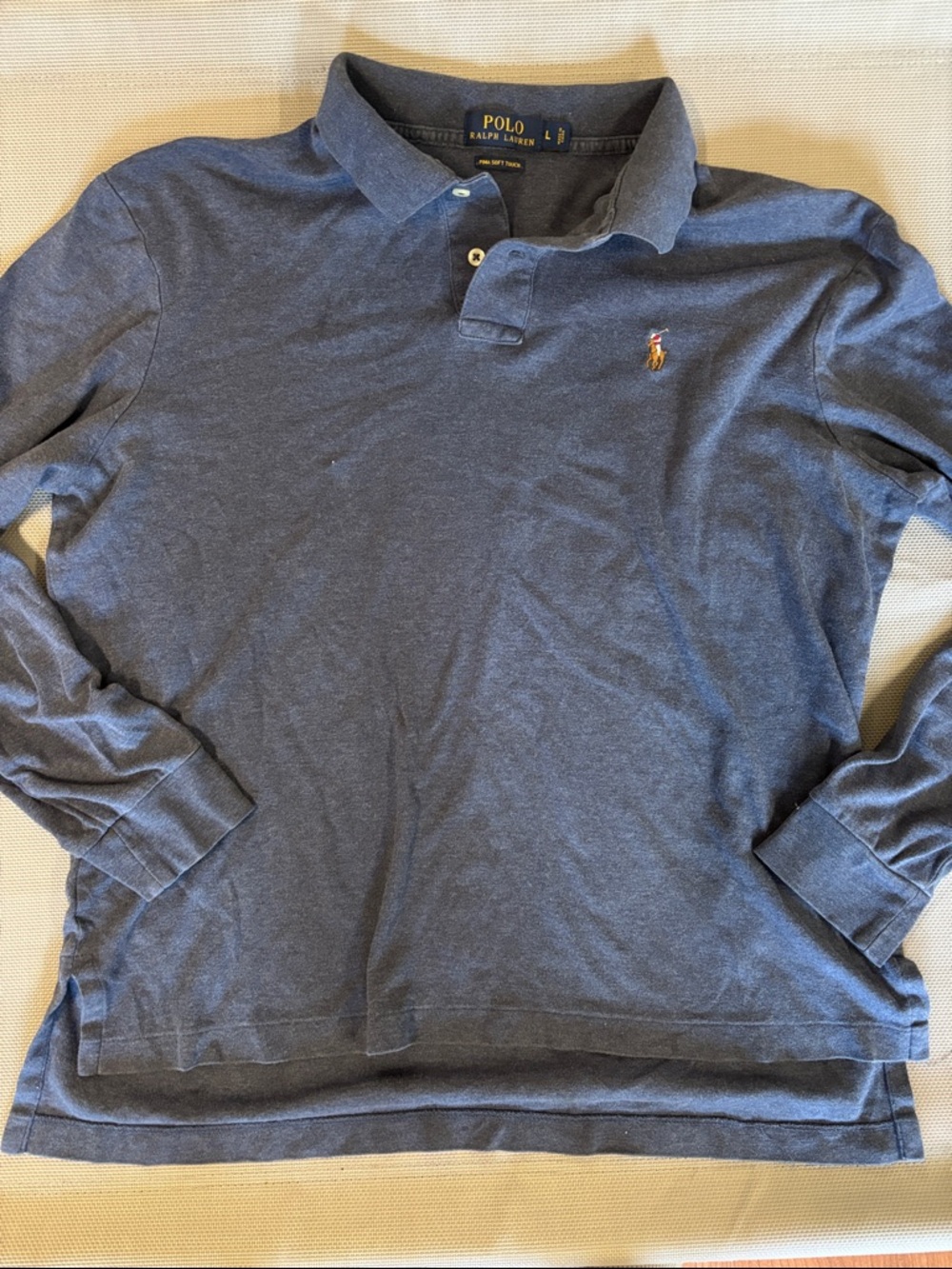 Polo by Ralph Lauren Long-Sleeve Polo in Heather Blue men’s sz M Pima cotton